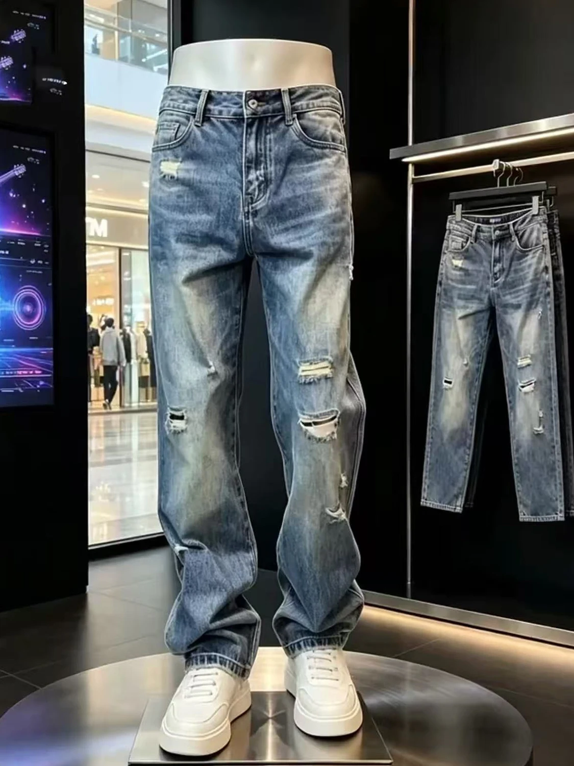 Calças Jeans Originais Lavadas para Homens e Mulheres, Slim Fit, Cintura Baixa, Estilo Casual de Verão