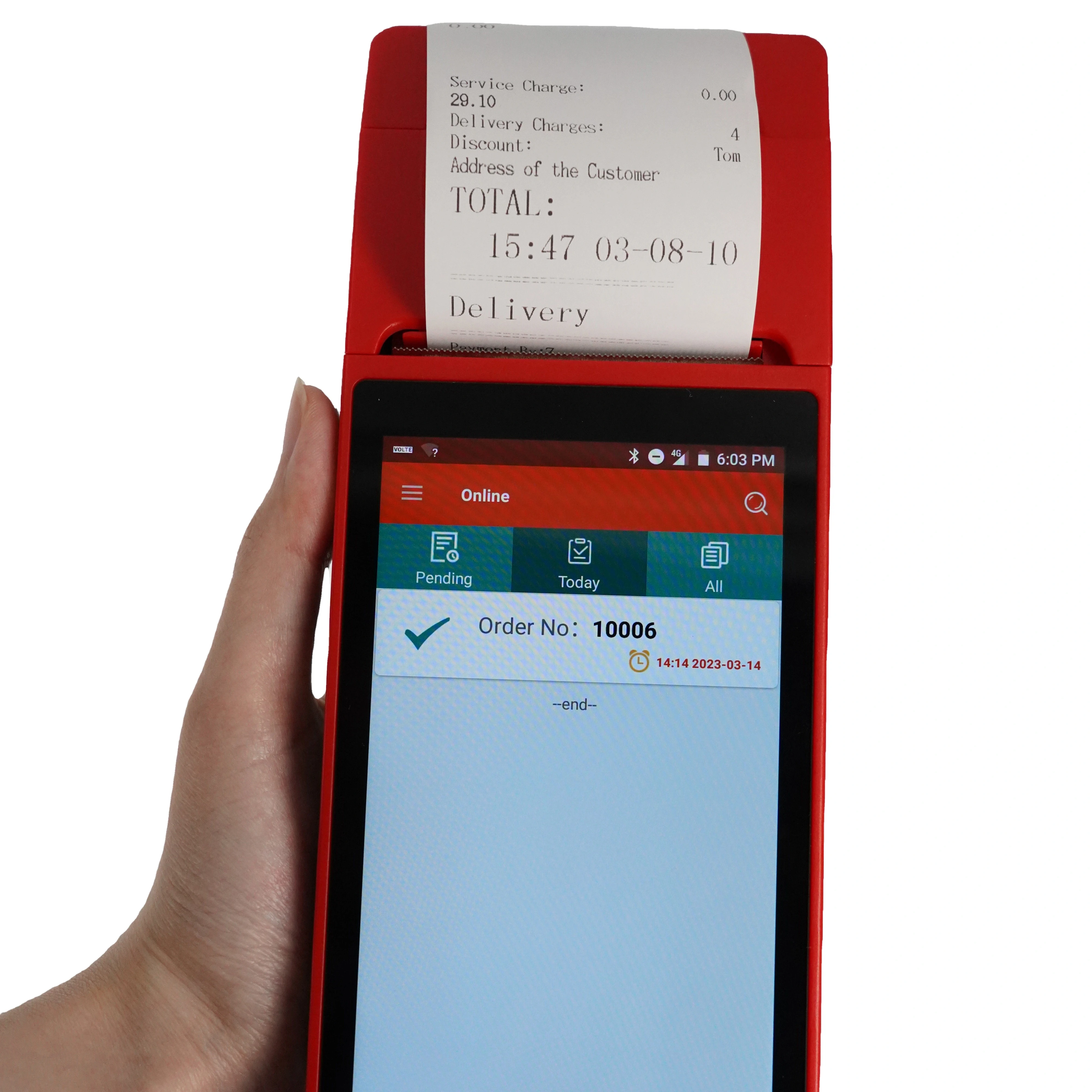 

Goodcom Mobile Android POS Terminal All in One with Printer for Restaurant Online Order Printing