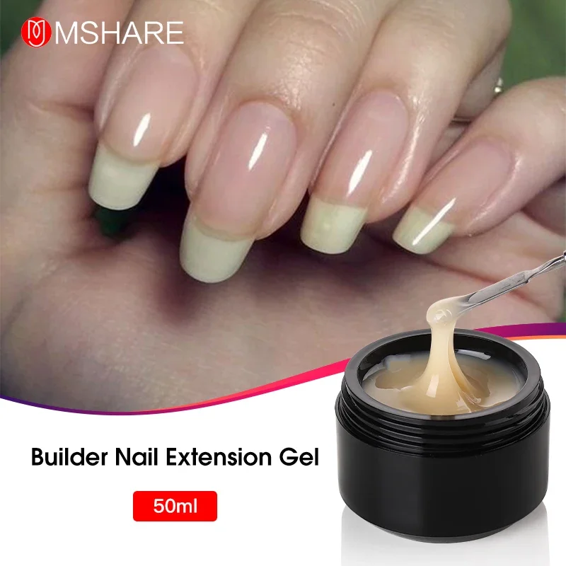 Mshare Uv Nail Extension Gel Builder Clear Building Construction Hard Gel Manicure For Nails Finger Nude French Nail Art 50ML