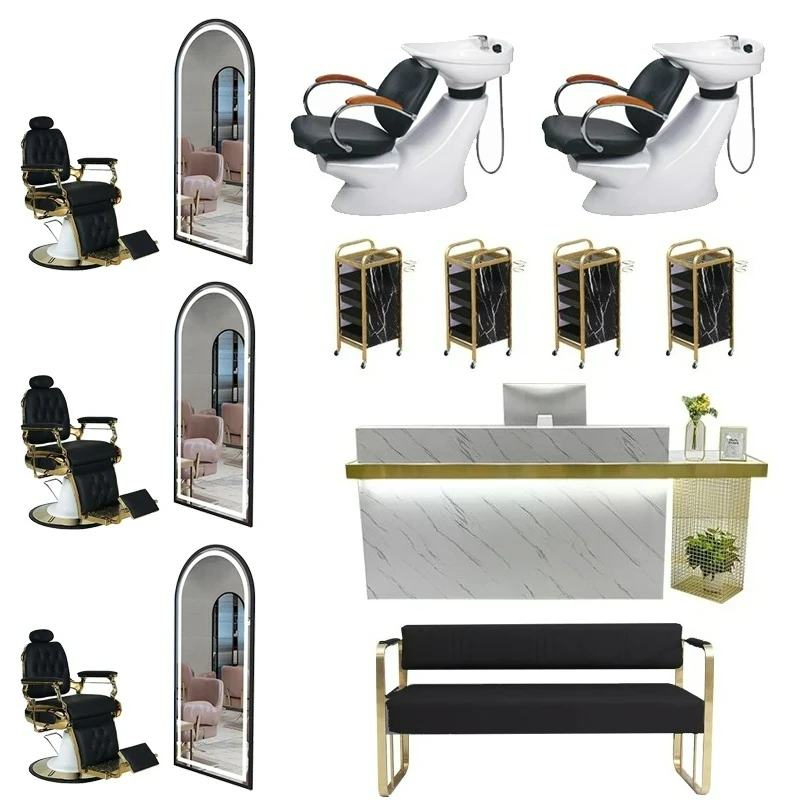 

Customizable Factory Comfortable Attractive Hair Salon Furniture Set Metal Stainless Steel Barber Chair