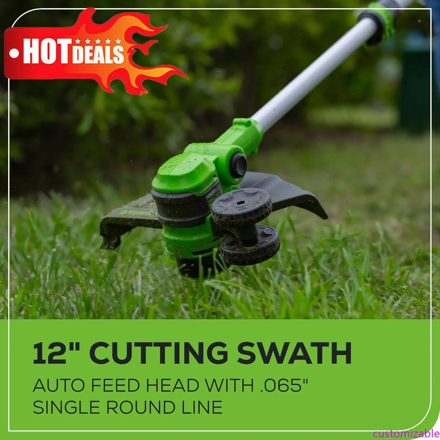 

Customizable 24V Cordless String Trimmer/Edger (Gen 2), 12" Cutting Width, Ultra-Light 6 Lbs Design, Women & Senior-Friendly