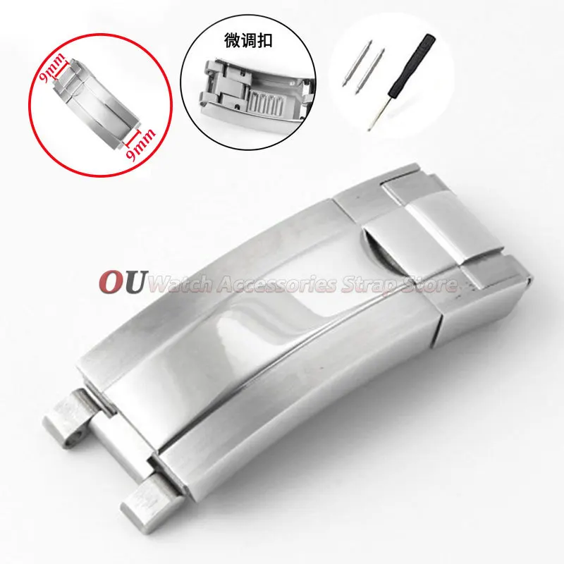 9x9mm Stainless Steel Watch Band Glide Clasp for Rolex DAYTONA SUBMARINER GMT Yacht-Master Fine-tuning Pull Button Watch Buckles image 6