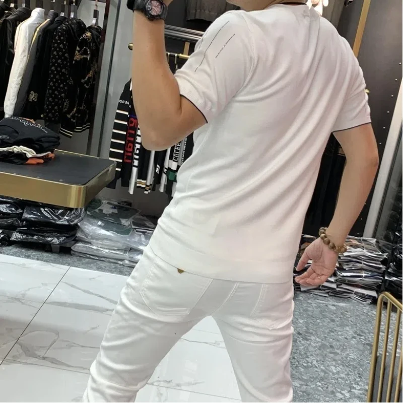 Fashion Korean Casual Minimalist Pullover O-Neck Summer Boyfriend New Patchwork Printing Fashion Slim All-match T-Shirts Top