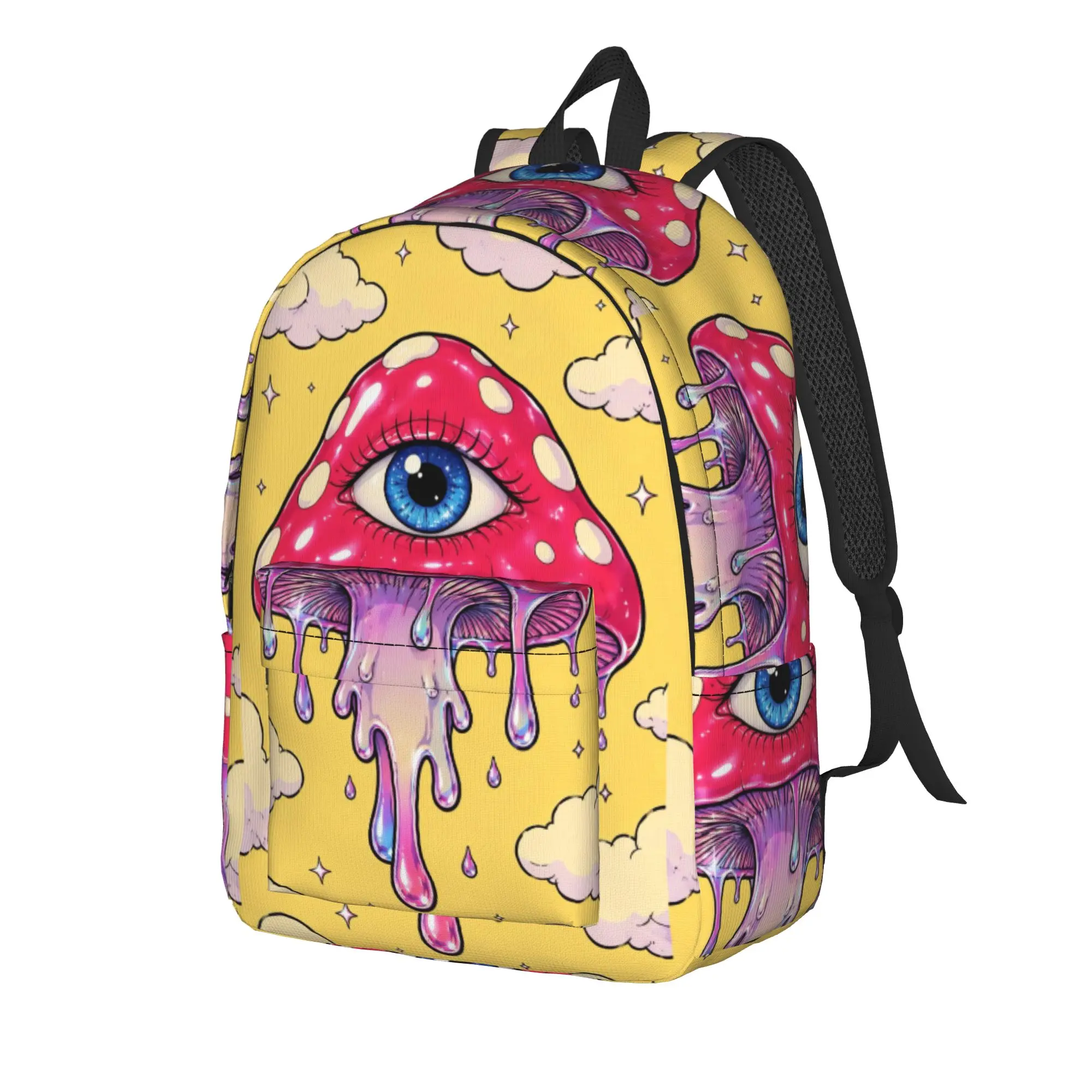 Cartoon Graffiti Pink Dripping Mushroom Backpack  Workout Backpacks Girl Cute School Bags Design Lightweight Rucksack
