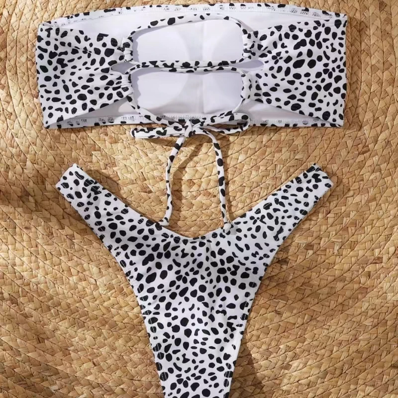 Bikini de tres puntos para mujer, de color sólido traje de baño, bañador sexy con encaje ajustable