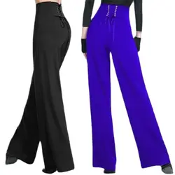 Pantalones de baile latino para mujer, pantalón de pierna ancha, temperamento, moderno, novedad de 2024