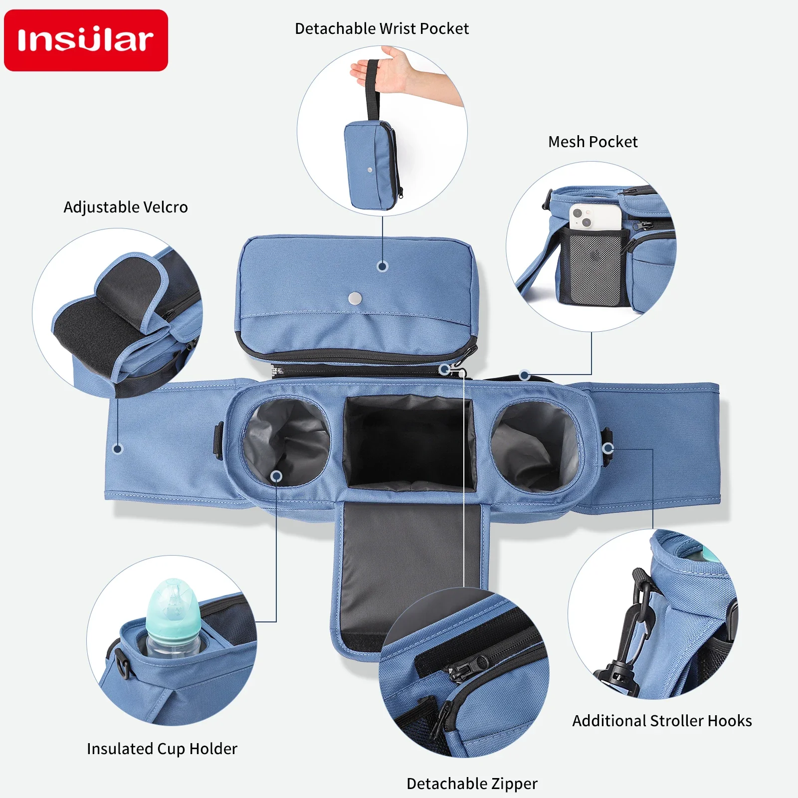 INSULAR Mommy Pack Stroller Hanging Bags Portable Diaper Storage Packages Waterproof Bottle Water Cup Bag Large Capacity