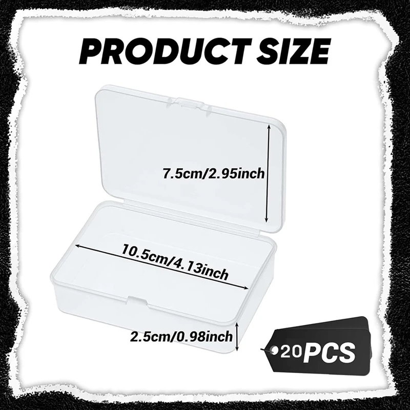 Kotak wadah penyimpanan plastik Mini ABWR-20Pcs dengan tutup untuk mengumpulkan barang kecil, manik-manik, perhiasan, kartu, kerajinan