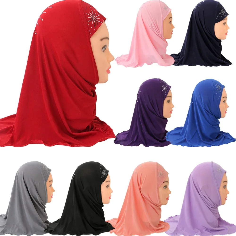 Hijab instantané pour filles musulmanes, écharpe pour enfants, châle en biscuits, écharpe de sauna, turban de prière rond, une pièce, Amira, Islam,