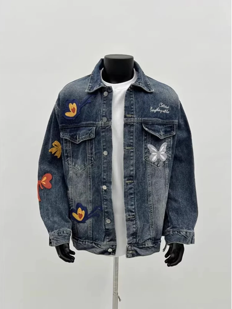 

Cleanfit American Retro Men's Denim Jaet ort Sle High Street Spring Autumn Workwear Outerwear Youth Trend Polyester Fiber