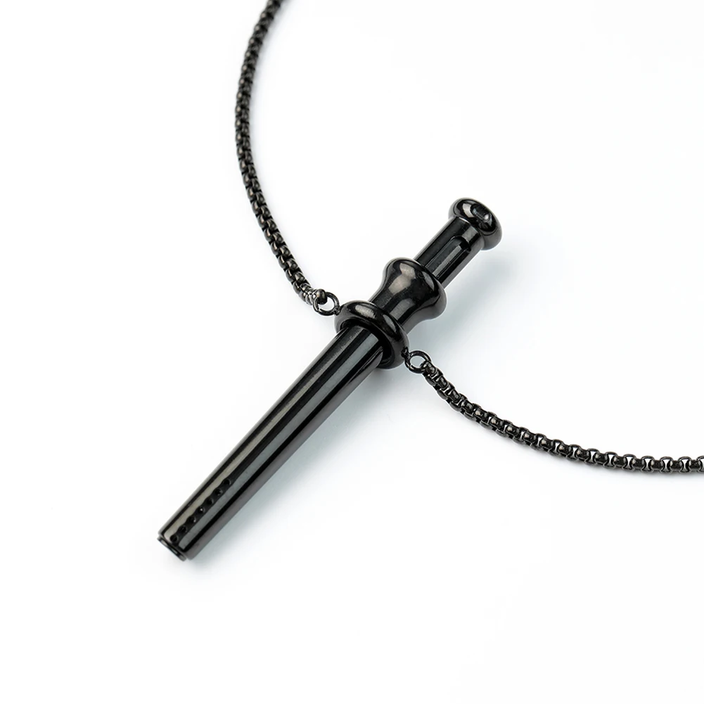 Breathing Resistance Whistle Necklace Stainless Steel Anxiety Breathing Necklace Meditation Jewelry for Stress Relief
