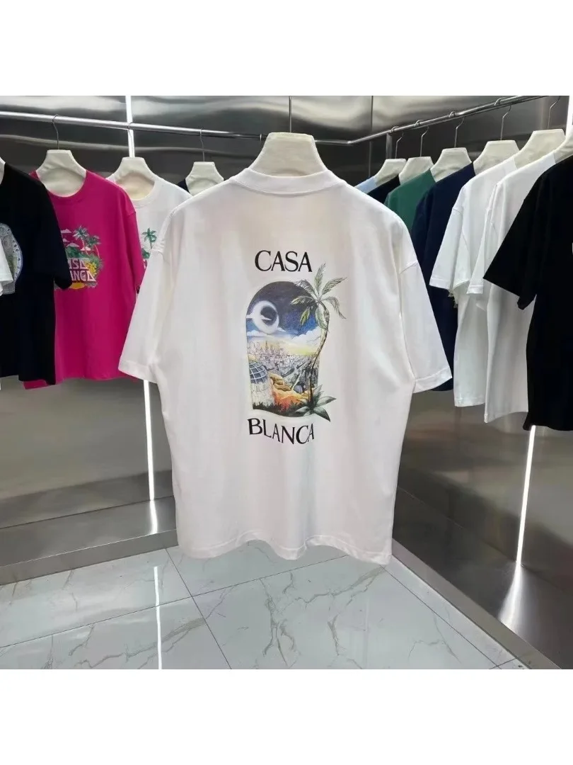 AliExpress NONE 2025 New High-quality Casual Round Neck Short-sleeved T-shirt Summer New Printing Pattern Loose Men's and Women's Styles