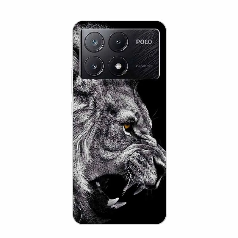 For Xiaomi Poco X6 Pro Phone Case Lion Wolf Tiger Clear Silicone Soft TPU Back Cover Case For Poco X6 Pro Case PocoX6 Pro K70e