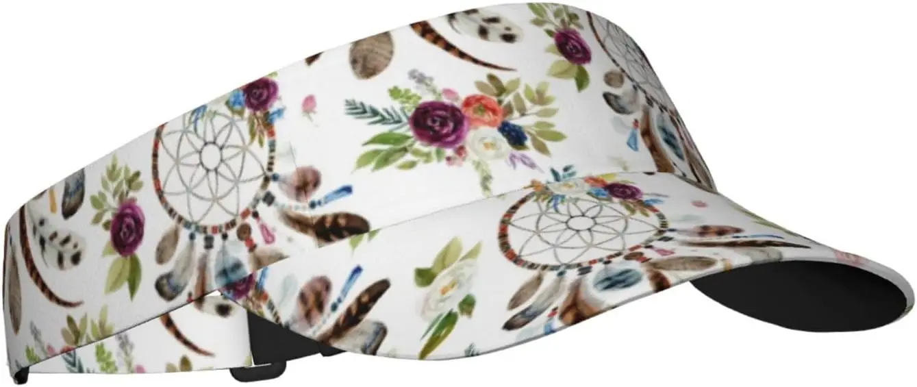 Sport Sun Visor Hat Ethnic Boho Floral Pattern Lightweight Sun Hat Cap For Golf Tennis