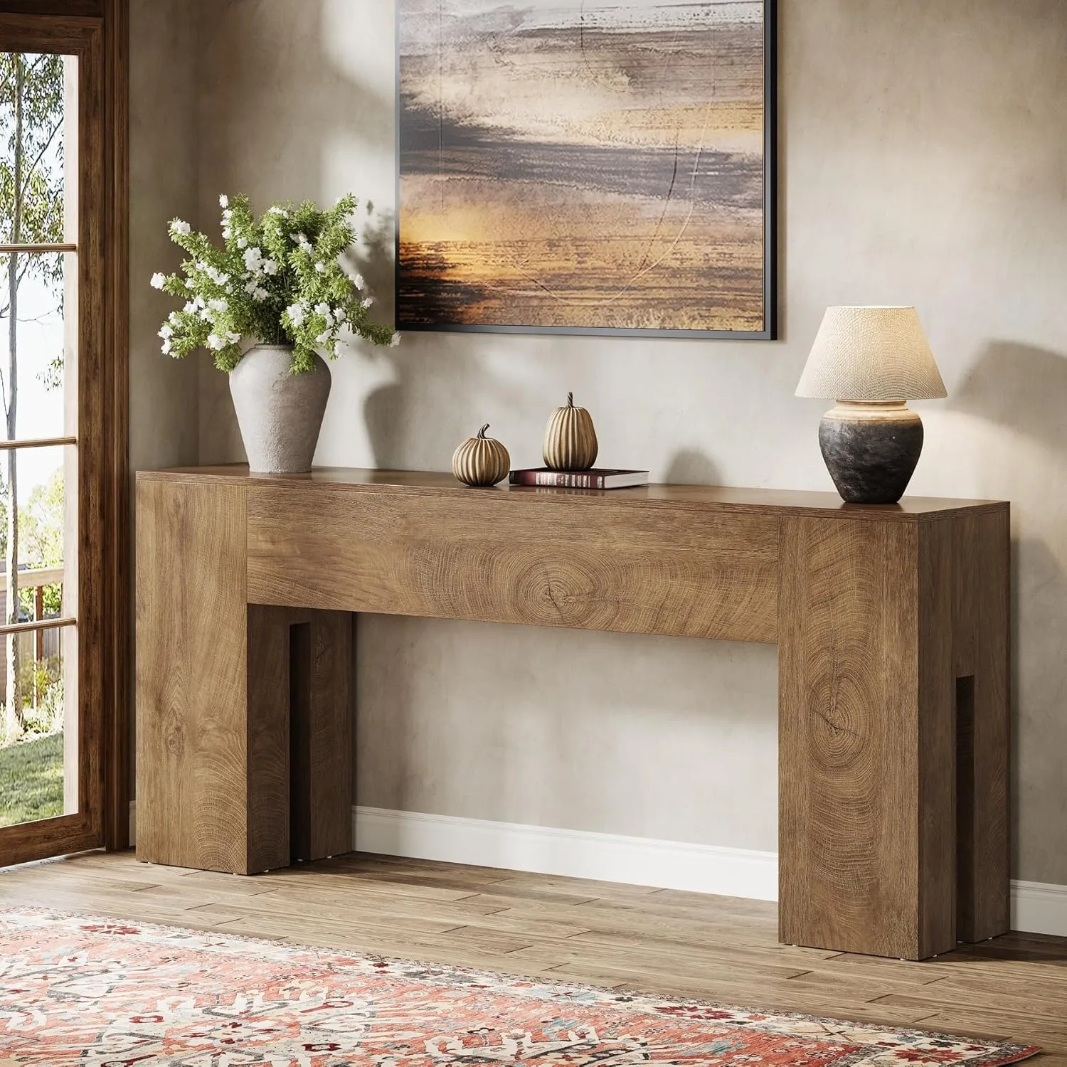#LITTLE TREE 71-Inch Long Console Table for Entryway, Farmhouse Sofa Console Behind Couch,for Hallway, Foyer, Living Room