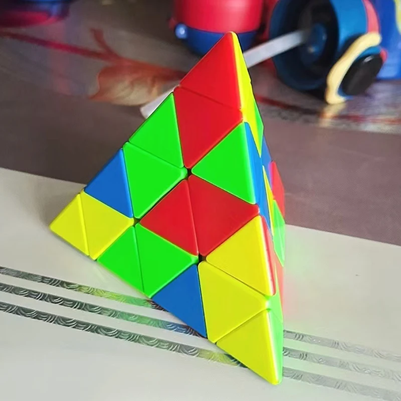 Cubo de velocidad piramidal 4x4x4, rompecabezas triangular sin pegatinas para niños y niñas, juguetes educativos, los mejores regalos, Cubo Mágico