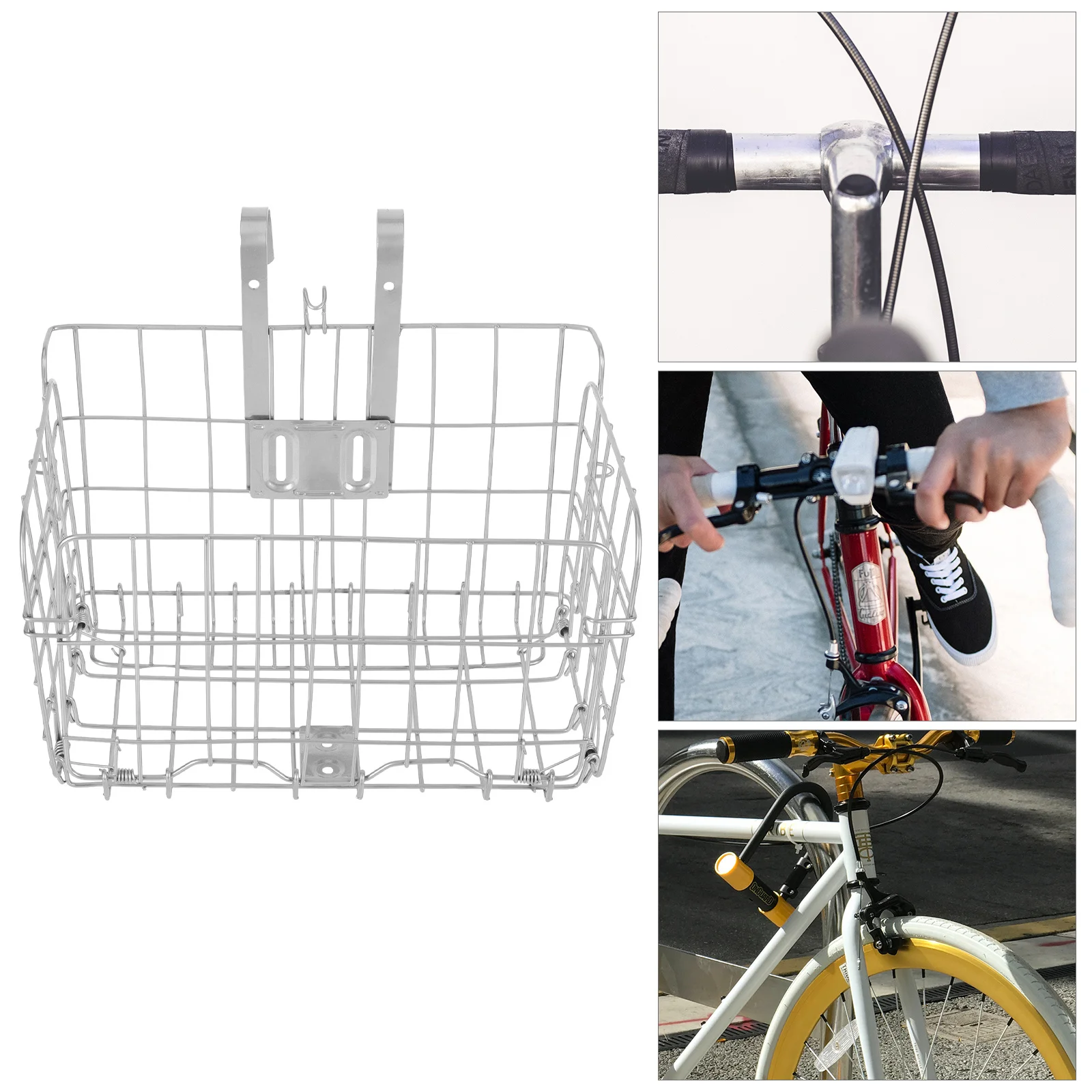 

1Pcs Bike Hanging Basket Silver Folding Storage Container Easy Install Remove for Various Bikes Electric Vehicles
