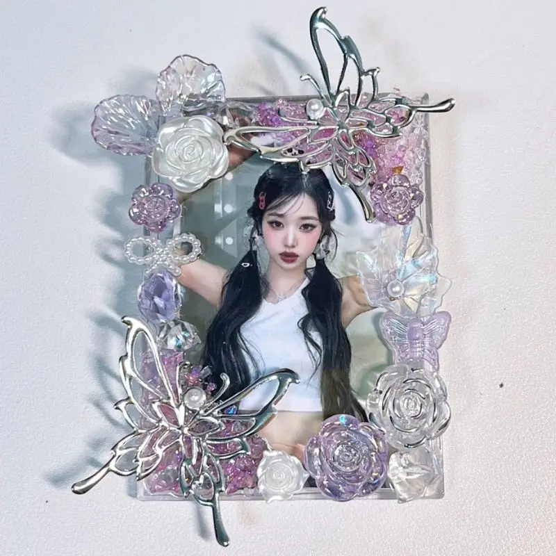 Ins Borboleta Cartão De Acrílico Tijolo, DIY Photo Frame, Requintado Protetor Photocards, Shell Titular Do Cartão, Foto Mangas