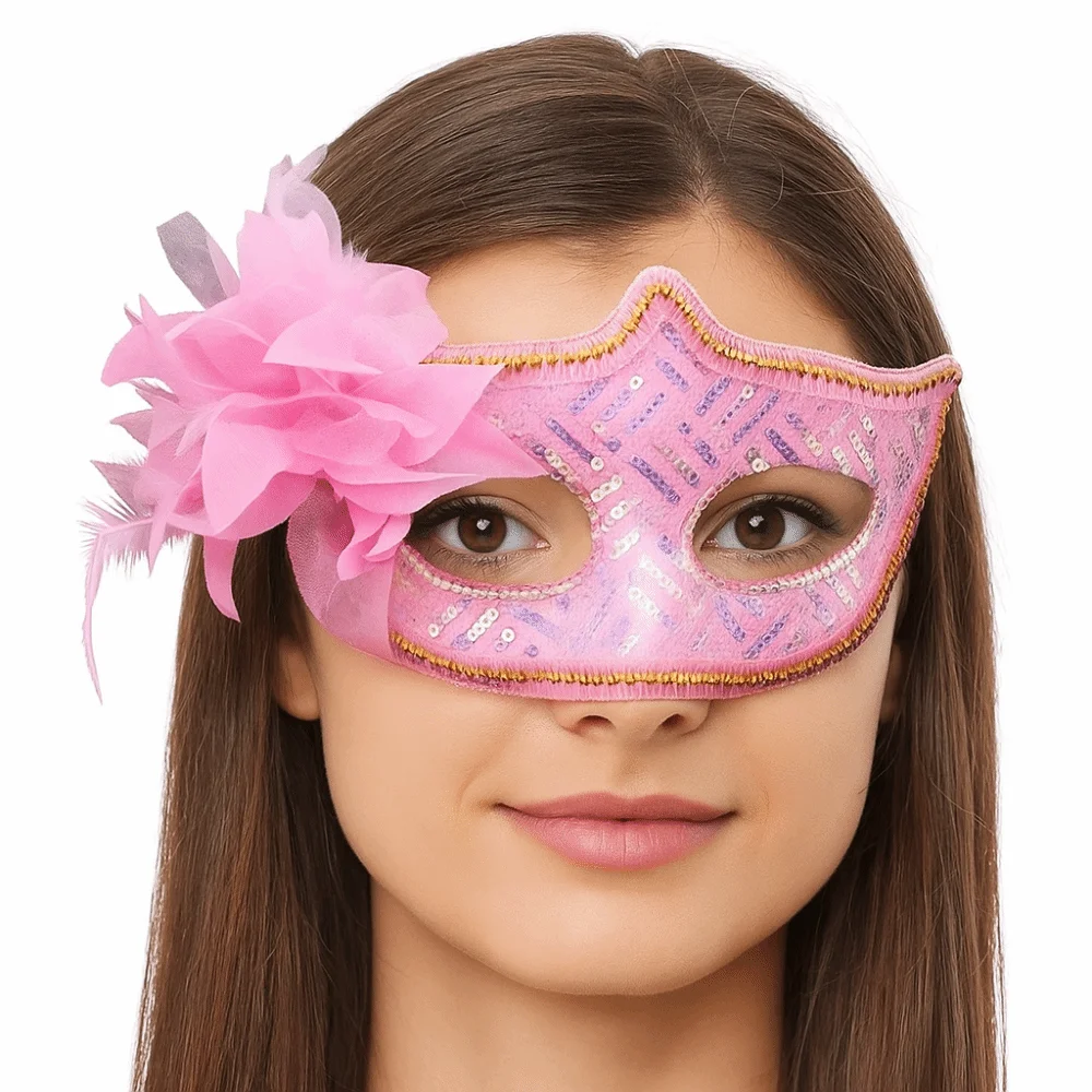 Accessoires pour le visage, masque de fête d'halloween à paillettes, masque à fleurs en plastique, Costume de fête, accessoire de Cosplay, masque de mascarade pour fille