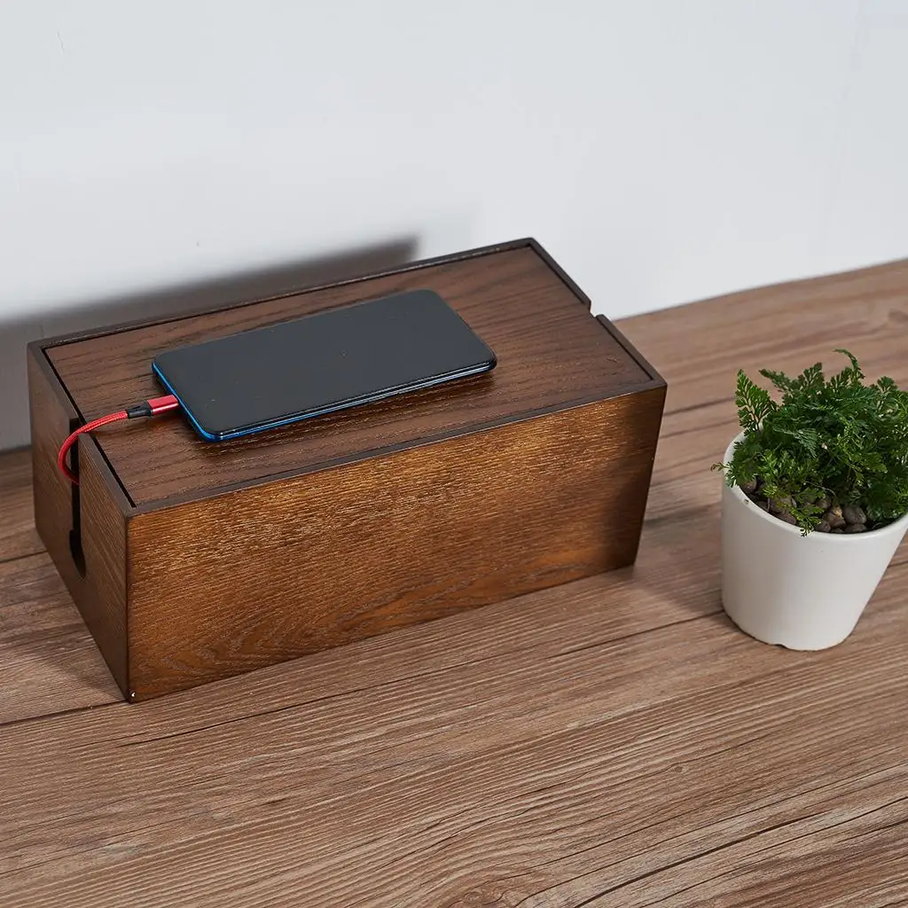 Wooden Cable Management Box: Unproven Desk Organizer #5