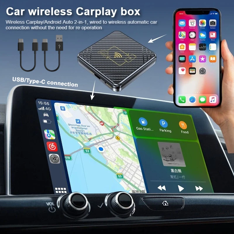 

Интерфейс USB/Type-C Plug and Play, беспроводная автомобильная коробка CarPlay, модуль подключения автомобильного телефона, интеллектуальная коробка Android Autocarplay
