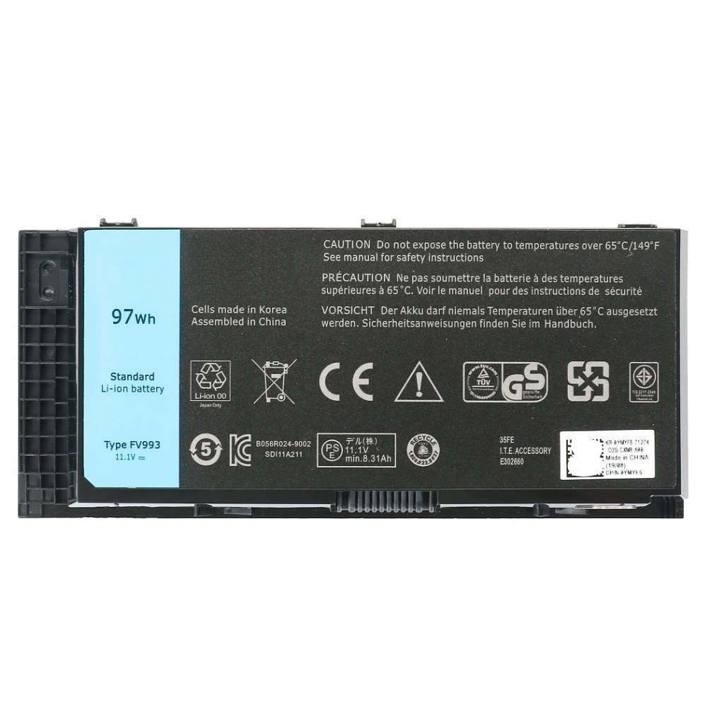 New FV993 11.1V 97WH Laptop Battery For Dell Precision M4600 M4700 M4800 M6600 M6700 M6800 Mobile WorkStation H1MNH 97KRM 9-Cell