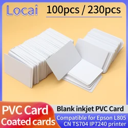 Tarjeta de PVC imprimible de inyección de tinta blanca, revestimiento de identificación de plástico impermeable, sin chip, L805 para impresora Epson, Canon TS704, IP7240, 100 unidades