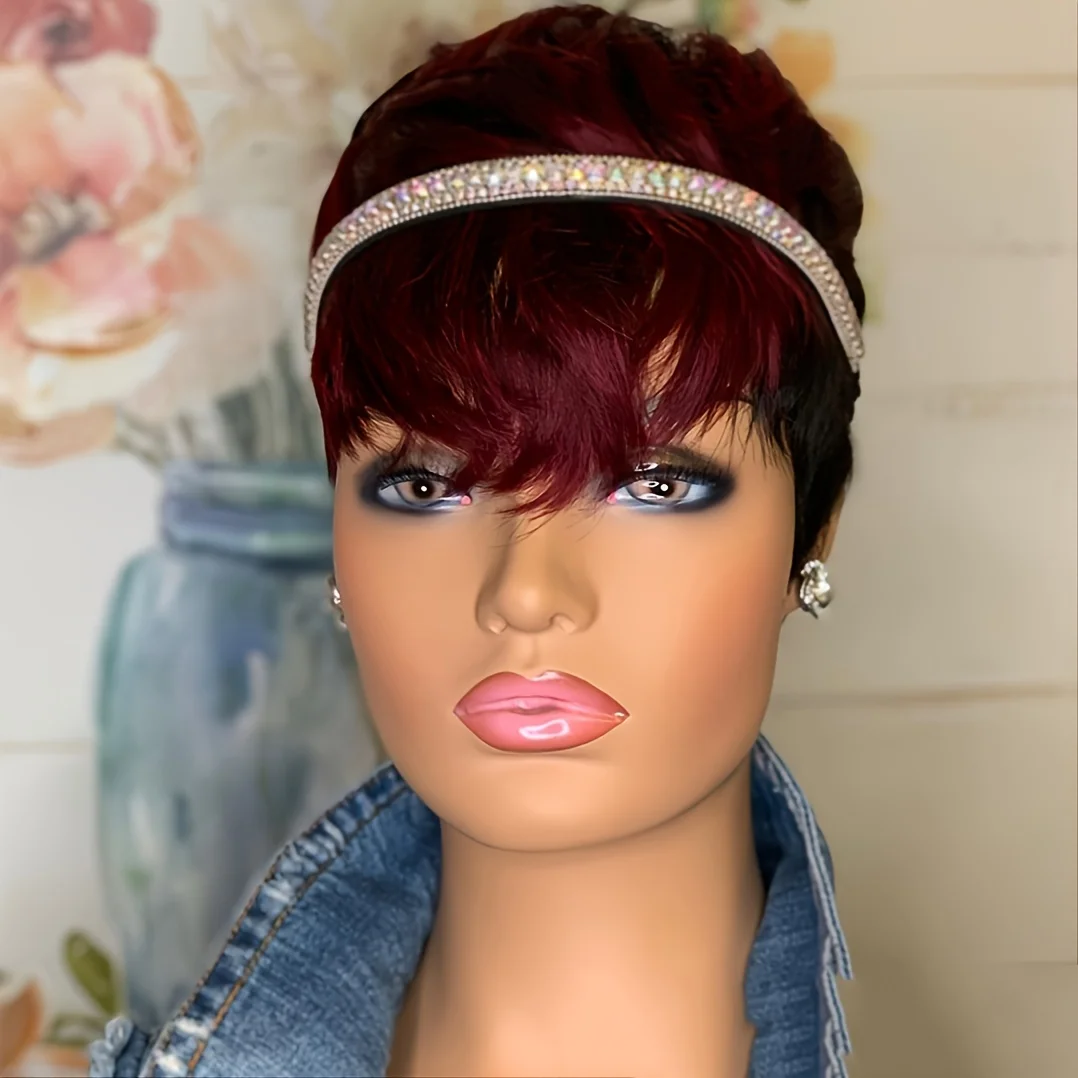 Highlight Synthetic Wigs Short Straight Pixie Cut Wig
