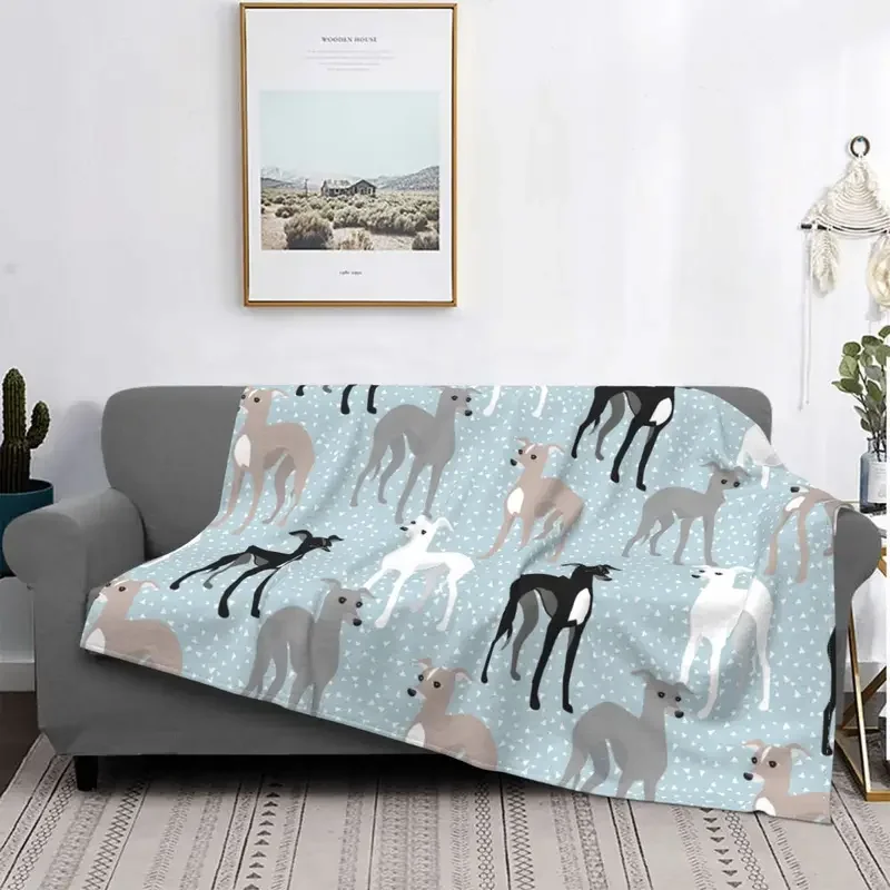 

Greyhound Whippet Lurcher Galgo Dog Blanket Flannel Spring Autumn Cartoon Warm Throw Blankets for Bed Travel Bedding Throws