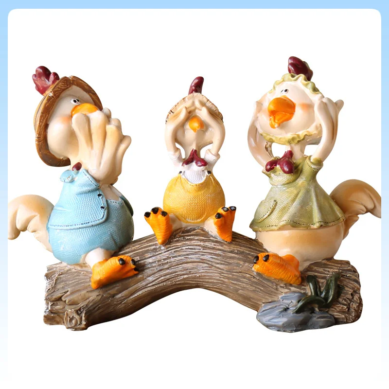 Figuras de animales de estilo americano, adorables artesanías de resina de animales de granja, perfectas para sala de estar o escritorio, regalos cálidos para decoración del hogar