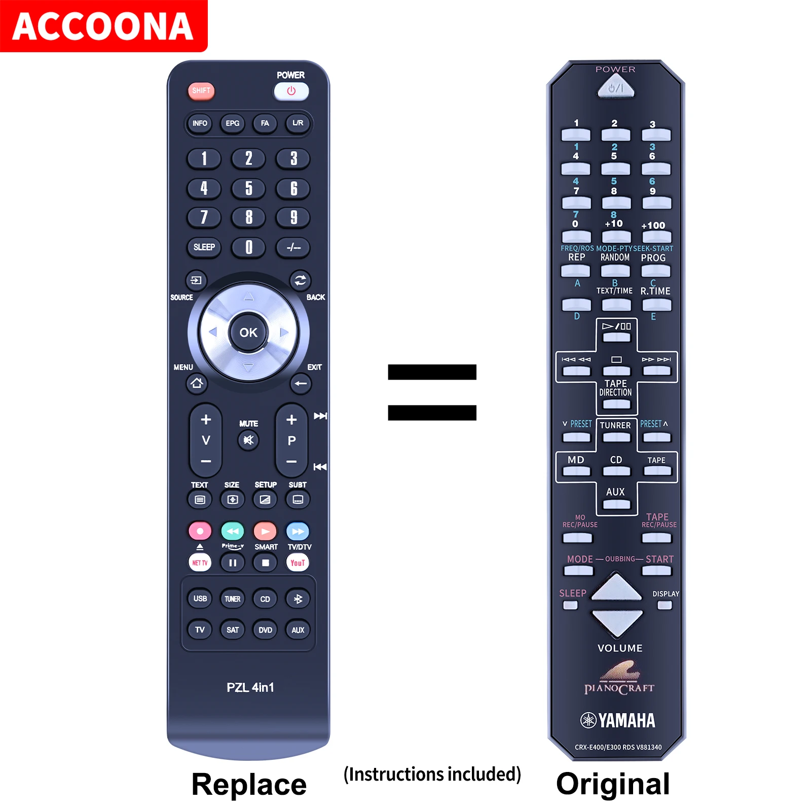 

Remote control CRX-E400/E300 V891340 for Yamaha RX-E400 CRX-E500 CDX-E400 CDX-E200