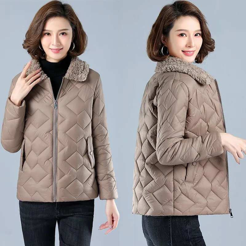 Women Lightweight Cotton Padded Parkas Short Jacket Casual Mom\'s Coat Autumn And Winter cotton Outwear