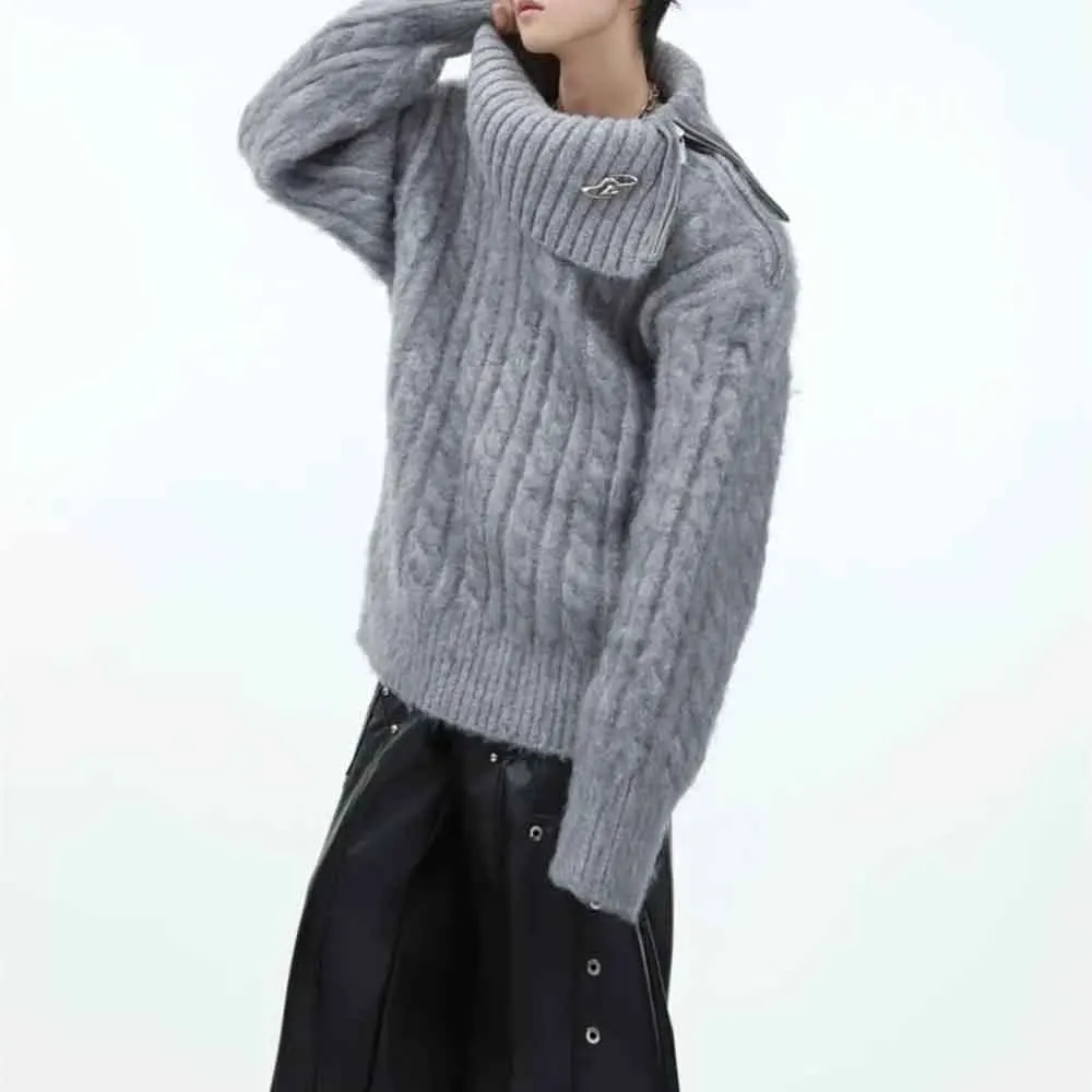 

Mens Fall Sweater High-Neck Soft Fluffy Acrylic Casual Knit Sweater Fashion Versatile Plain Comfortable Top Men'S Clothing 2025