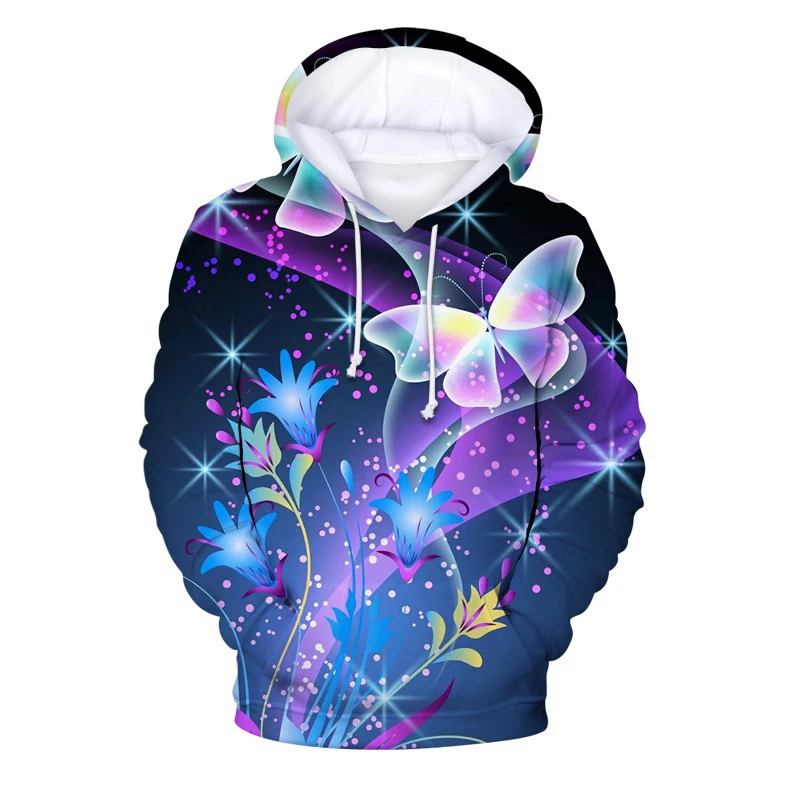 Fashion Colorful Butterfly 3D Print Hoodies Women Streetwear Oversized Pullovers Hoodie Hooded Sweatshirts Woman Tops Clothing