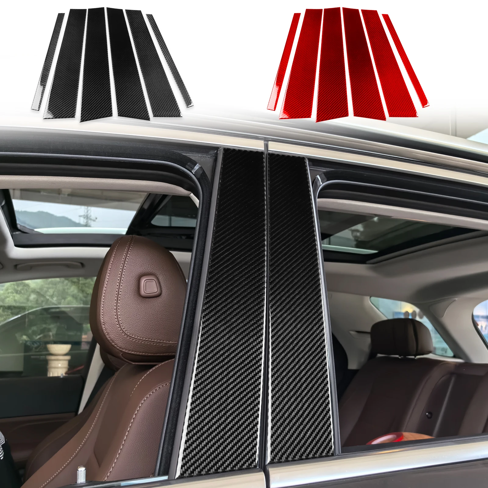 

For Benz GLE W167 2019—2024 Carbon Fiber Car Accessories Door Posts B-pillar Panel Cover Trim Sticker Interior Modification