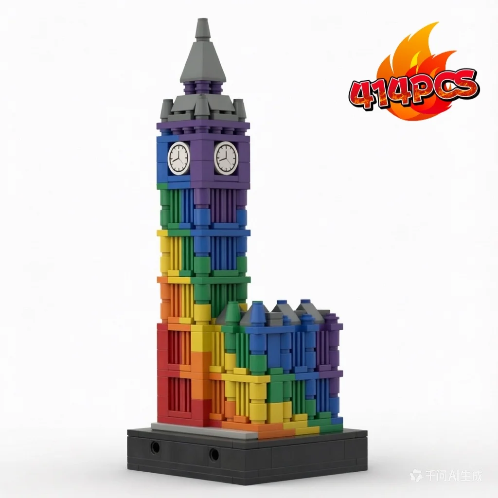 

MOC Colorful Big Ben II Building Block Toy (414 Pieces) – Creative Birthday / Christmas Gift for Boys, Item No. 133916