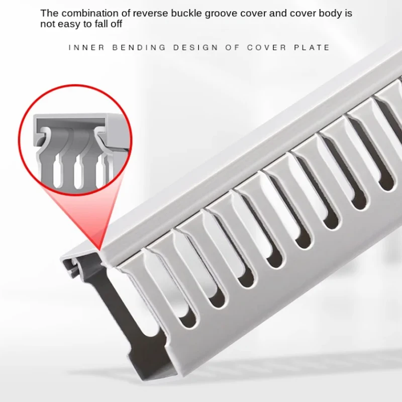 PVC Gray Industrial flame retardant insulated wire groove 50cm Open Slot Wiring Raceway Duct with Cover Cable Management System