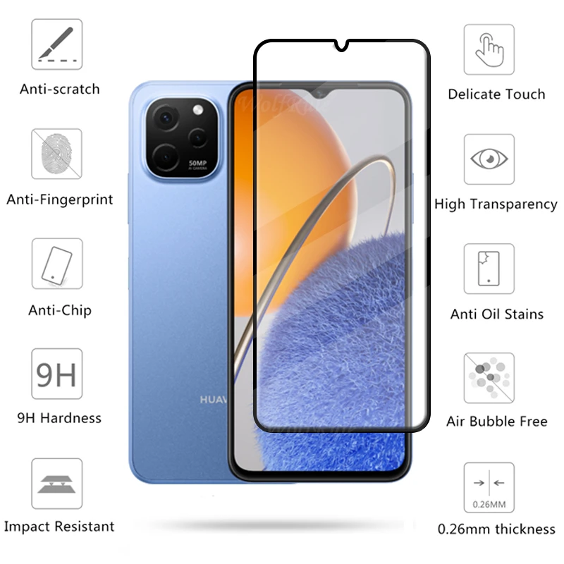 Vetro a copertura totale per Huawei Nova Y61 Glass per Huawei Nova Y61 Full Cover Glue Screen Protector per Huawei Nova Y61 Lens Glass