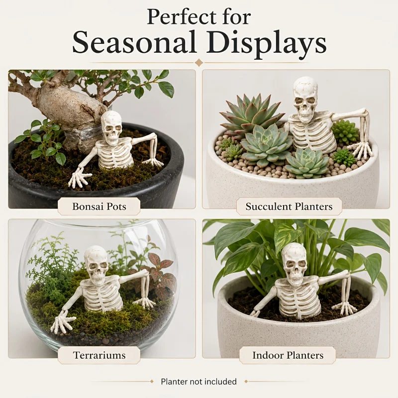Half-body Climbing Out of the Skeleton Gardening Decor Ornaments Retro Do Old Design,for Planting Flowers Bonsai Landscaping