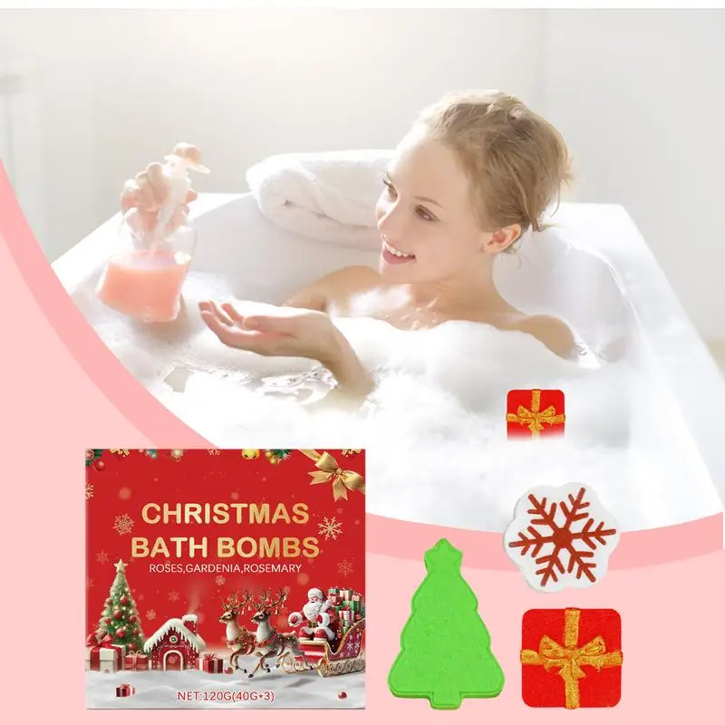 Nourishing Bath Salt Balls 3X Christmas Scented Bath Salt Balls For Hydrating Long-Lasting Fragrance Women Girls Bath Salt Balls