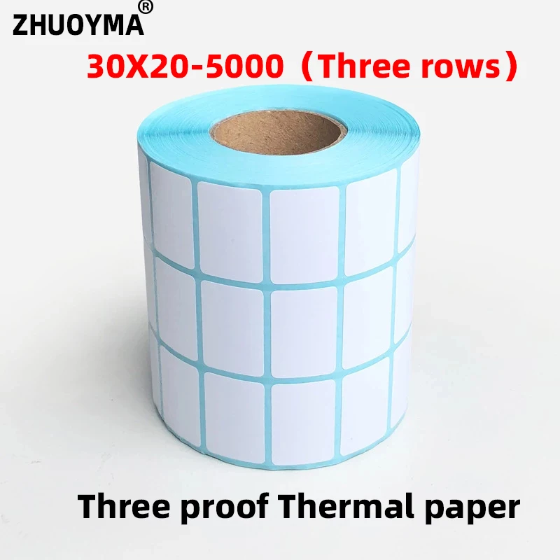 Imagem -03 - Três Fileiras de Papel de Etiqueta Térmica Termosensível Paper30 20*5000 do Código de Barras