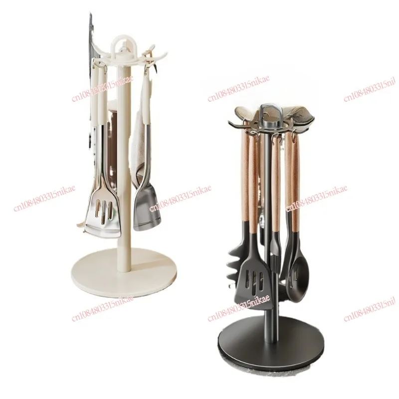 

Kitchen Rotating Hook Rack - Countertop Utensil Organizer for Spatulas, Ladles & Shovels