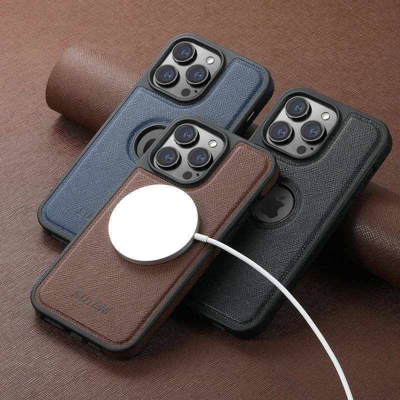 

Luxury PU Leather Flip Phone Case for iPhone 15 16 Pro Max 14 Plus 13 12Pro Compatible Magnetic MagSafe Wireless Charging