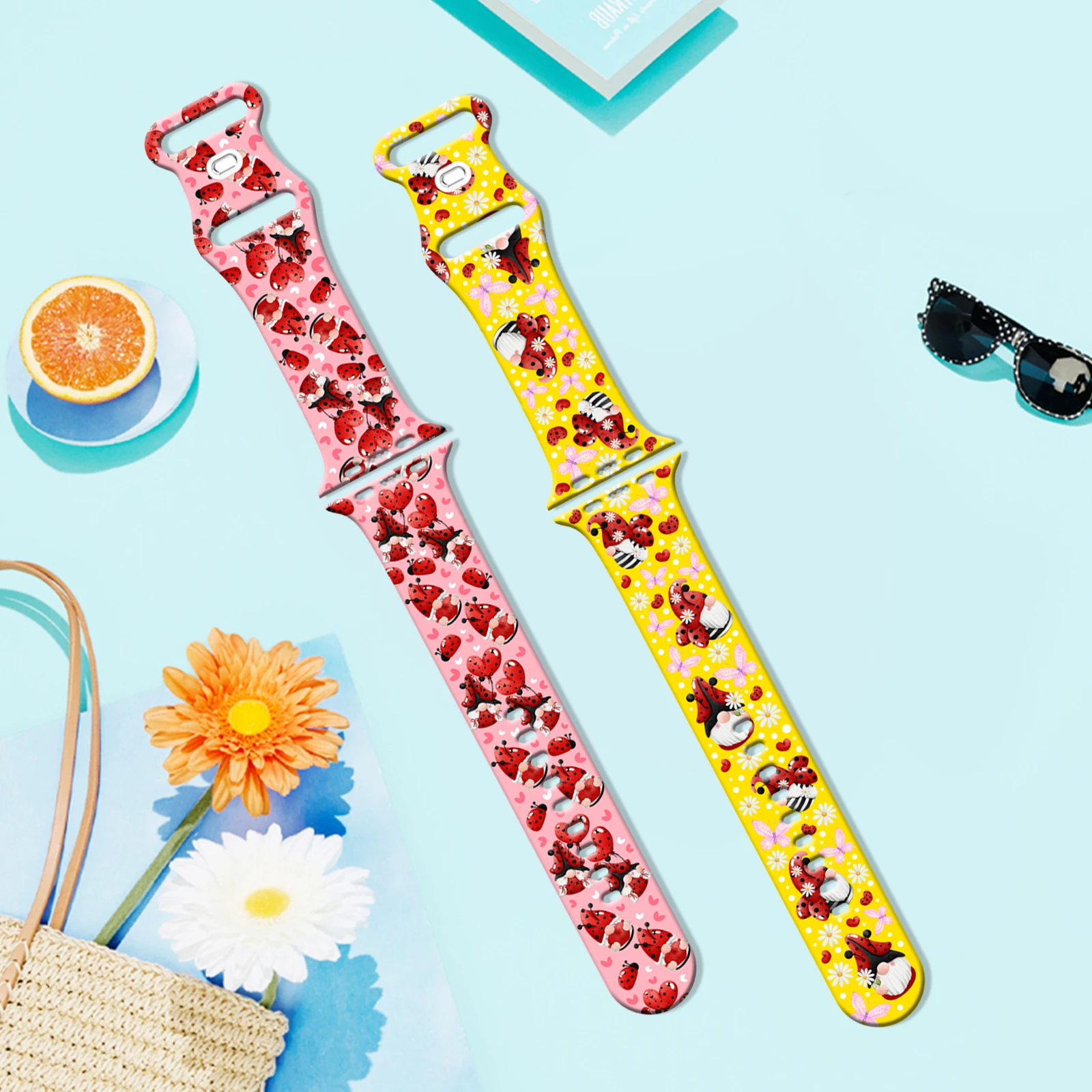 Correa con estampado de la serie Ladybug Spirit para Apple Watch 11 10 9, pulsera reemplazable de silicona para iWatch 46/44/42/41mm