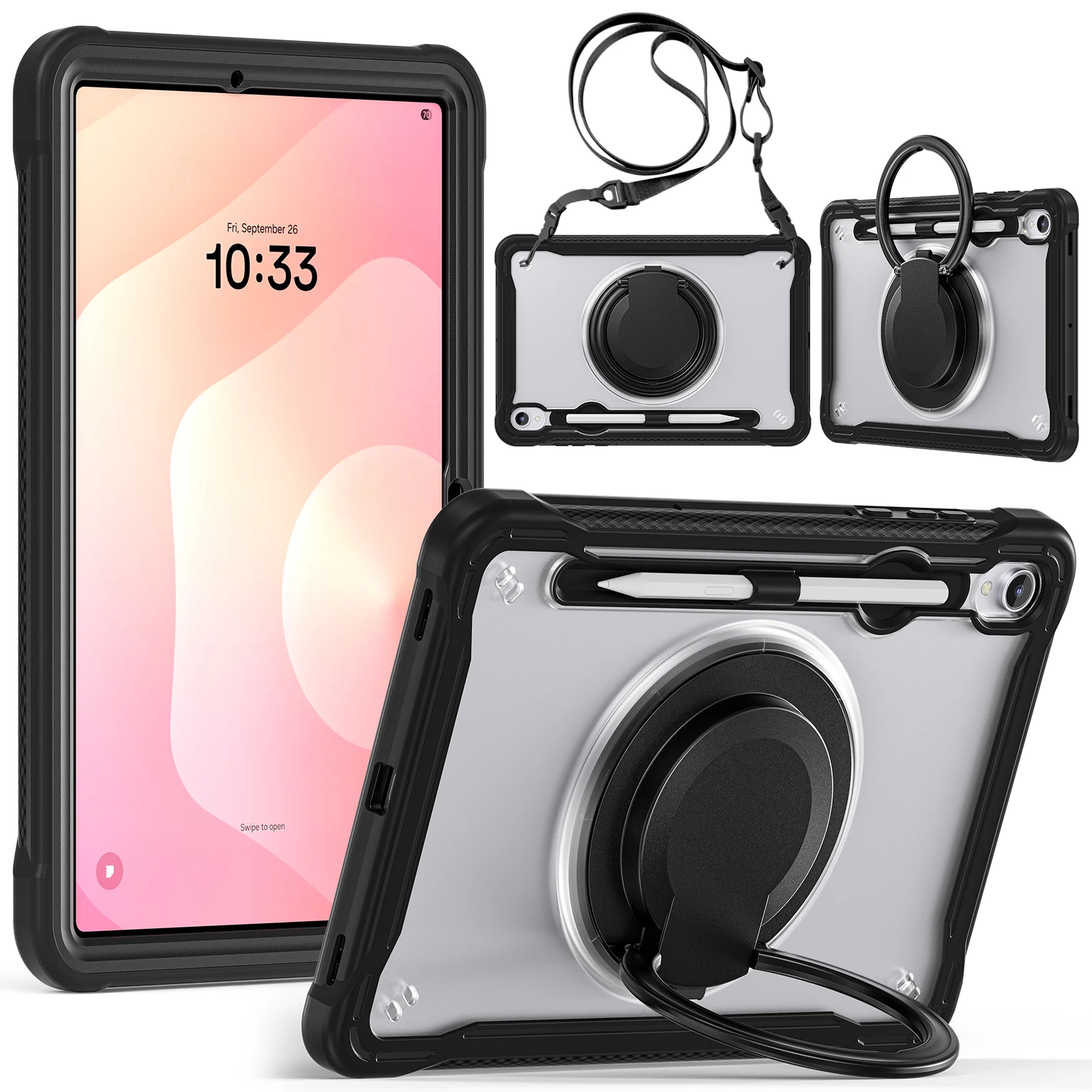 Hybrid Stand Case For Samsung Tab S11 SM-X730 X736 A11 A9 Plus SM-X230 X236 X210 X215 X216 X218 Rotating Handle Grip Armor Cover