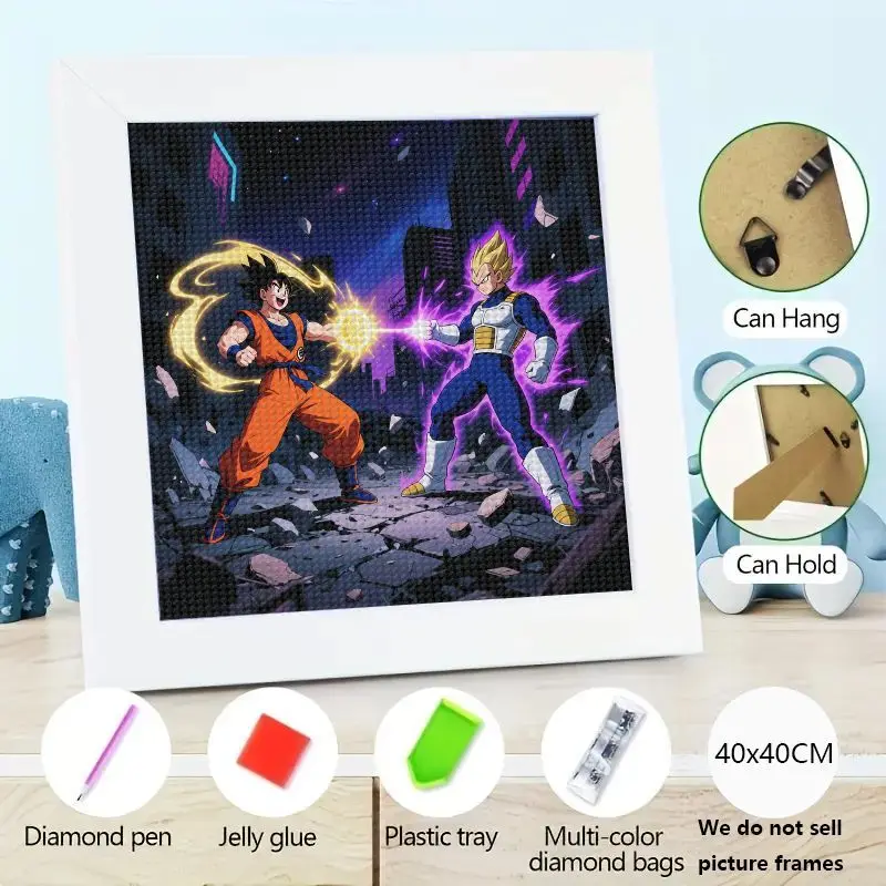 

1PC Sparkling DIY 5D Diamond Painting Kit Dragon Ball Z Goku Vegeta Super Saiyan Epic Battle Full Drill Rhinestone Embroidery Cr