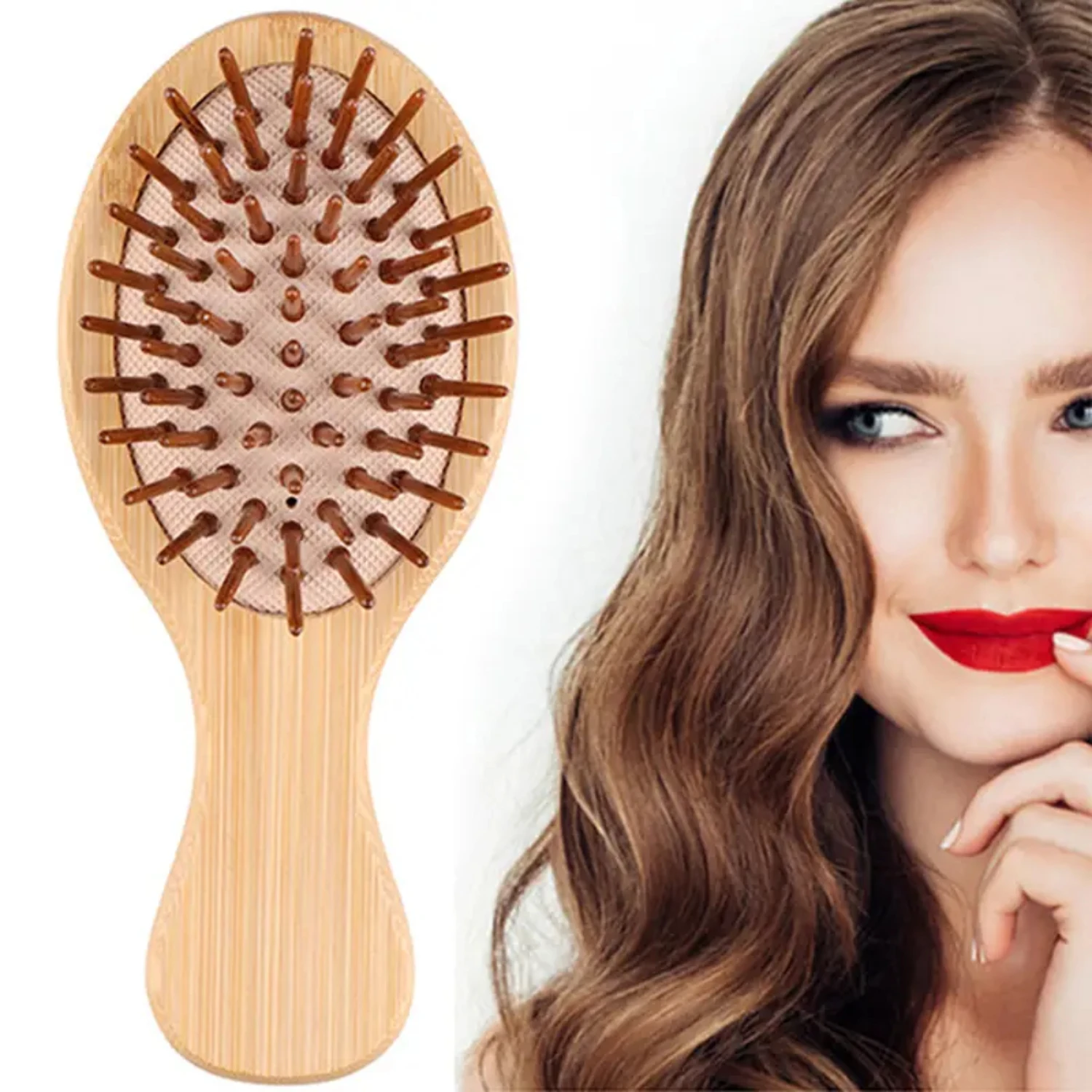 

Womens Mini Massage and Detangling Hair Brush for Smooth and Silky Hair, Portable and Compact Size Hair Comb for Home and Trave