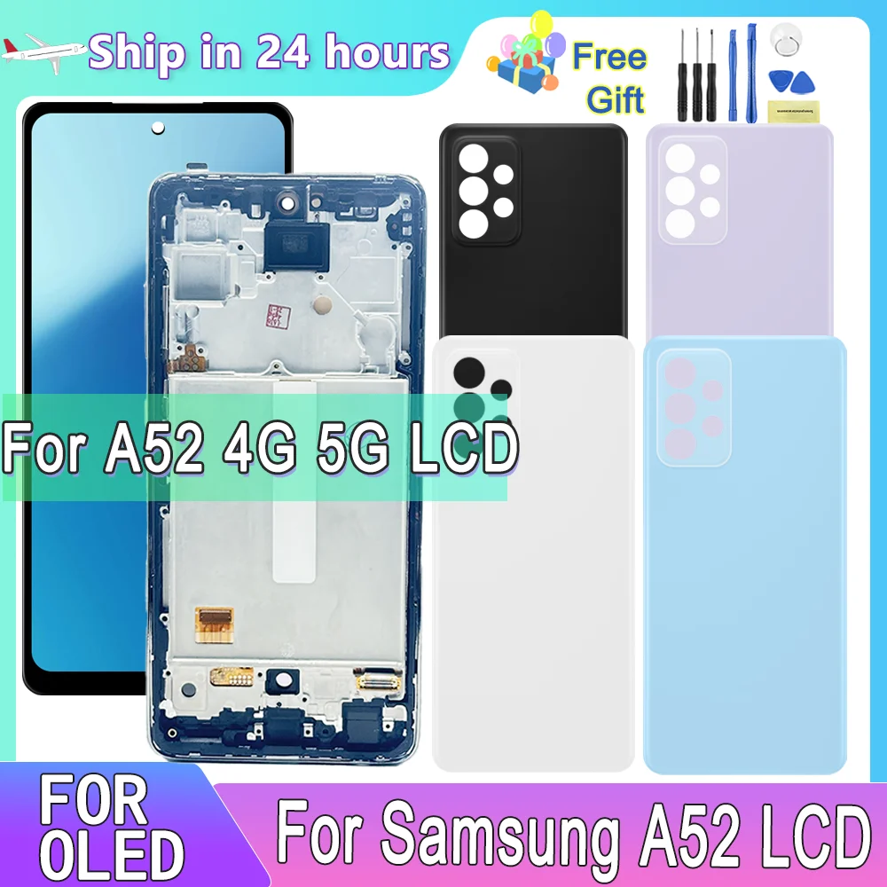 65インチoled-lcdディスプレイスクリーン（フレーム付き）samsung-galaxy-a52-4g-5g-a526b-lcdディスプレイデジタルアセンブリタッチスクリーン交換用