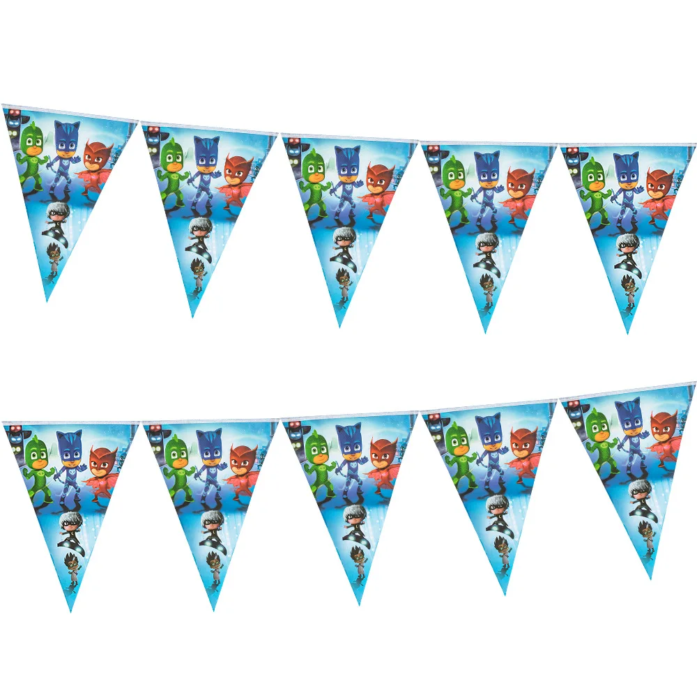 PJ Masks Happy Birthday Banner Party Decoration PJ Masks Pennant Pulling Hanging Party Garland Flag KidsFavor DIY Party Supplies