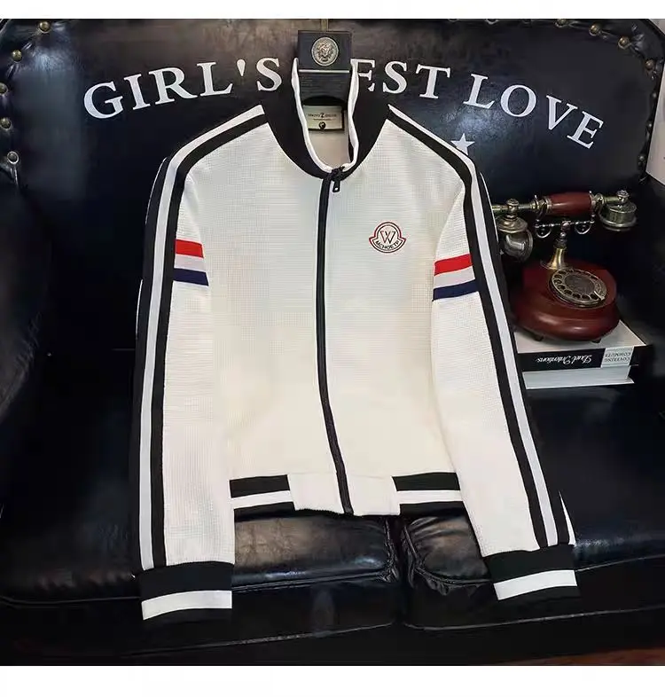 Splicing cardigan sweater men's suit jacket clothes black casual mature stable sports warm fashion spring and autumn